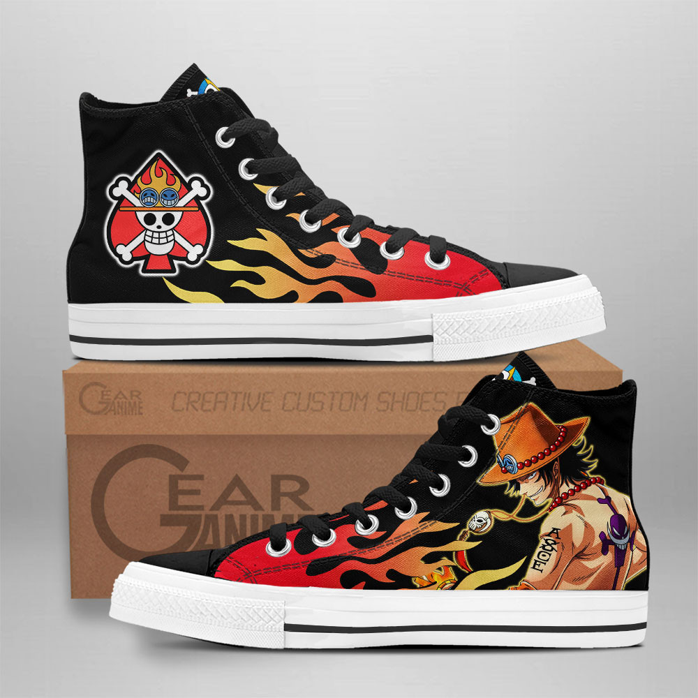 One Piece Converse - Ace D. Portgas High Top Shoes Flame Mix Manga | Anime Converse AG0512