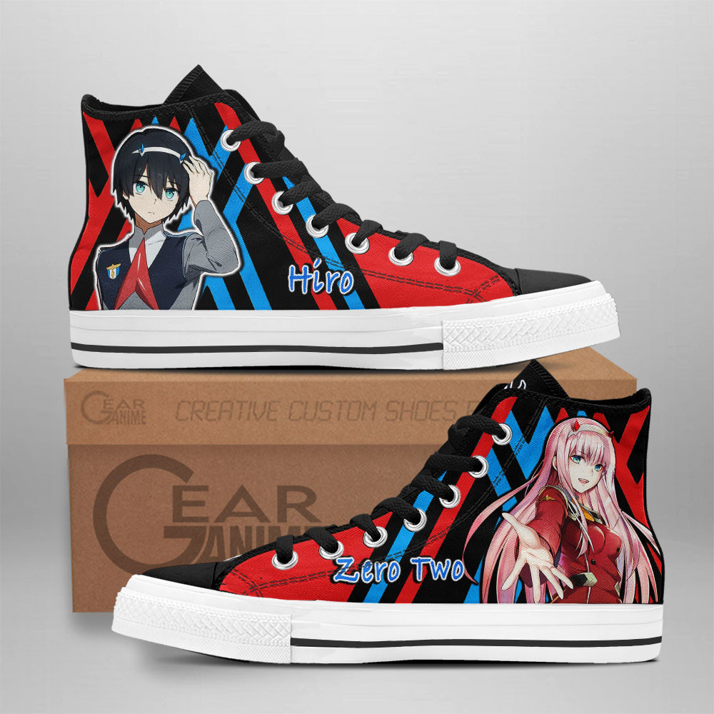 Darling In The Franxx Converse - Zero Two and Hiro High Top Shoes | Anime Converse AG0512