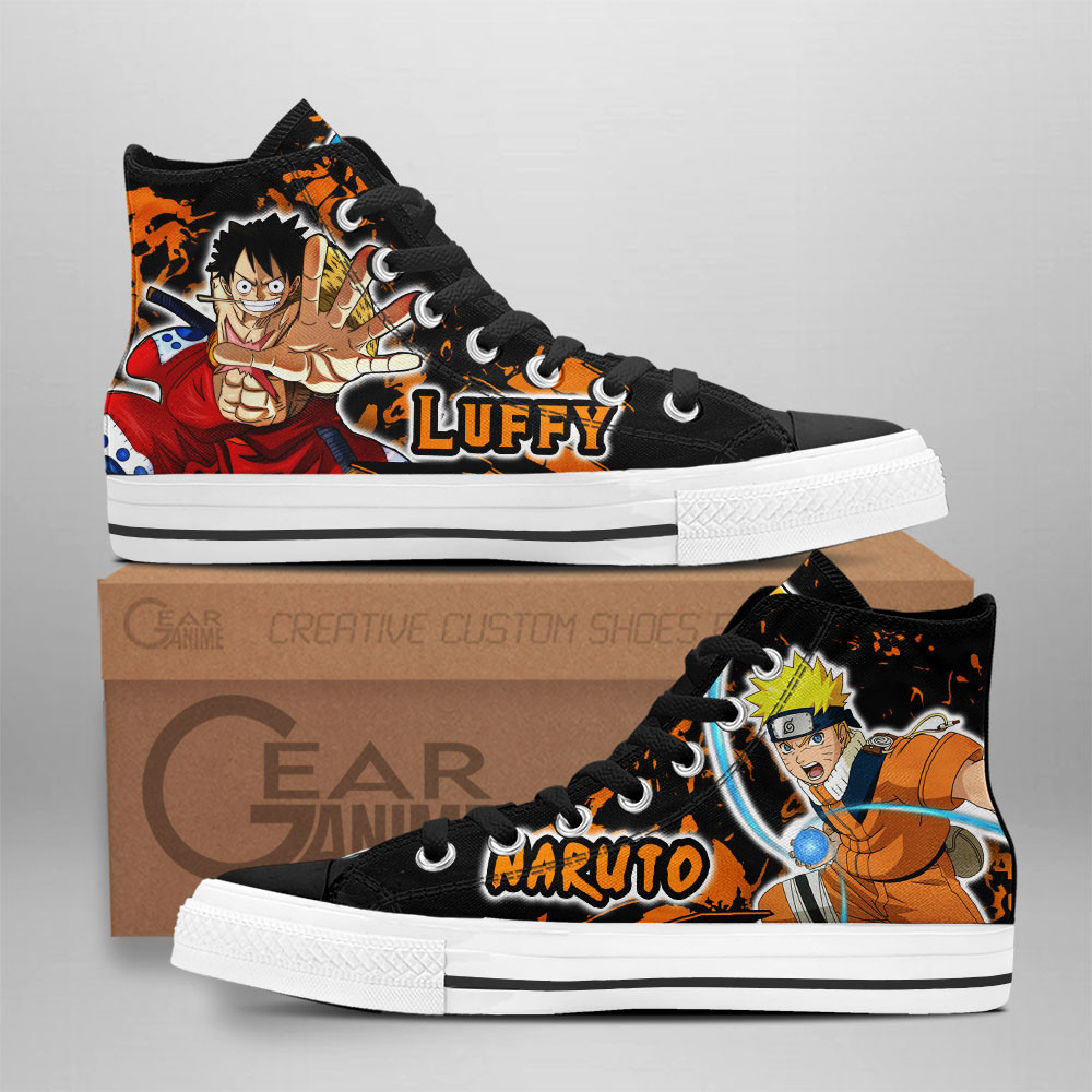 Naruto Converse - Nrt Uzumaki and Luffy High Top Shoes | Anime Converse AG0512