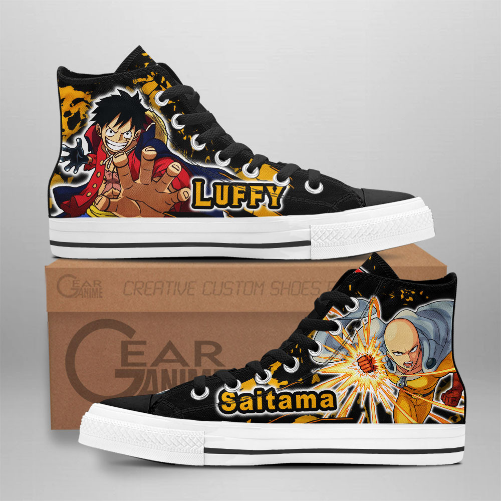 Naruto Converse - Saitama and Luffy High Top Shoes | Anime Converse AG0512