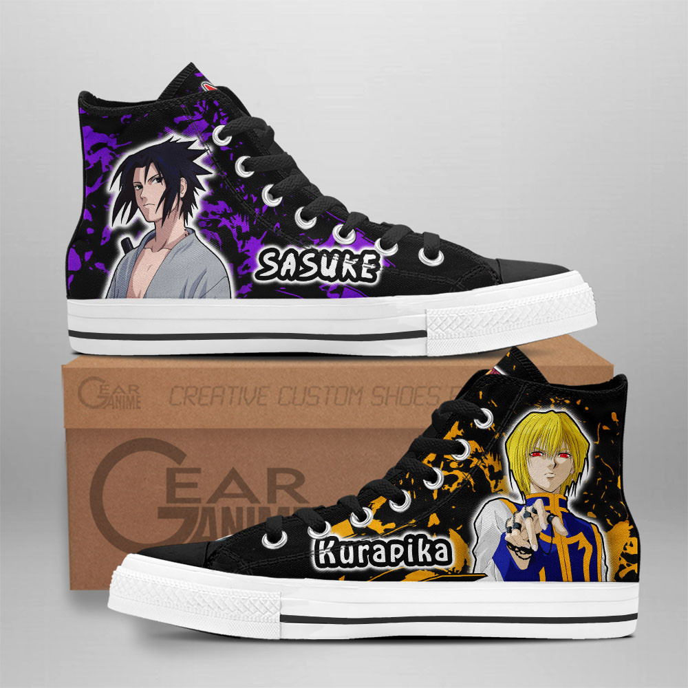 Naruto Converse - Kurapika and Sasuke Uchiha High Top Shoes | Anime Converse AG0512