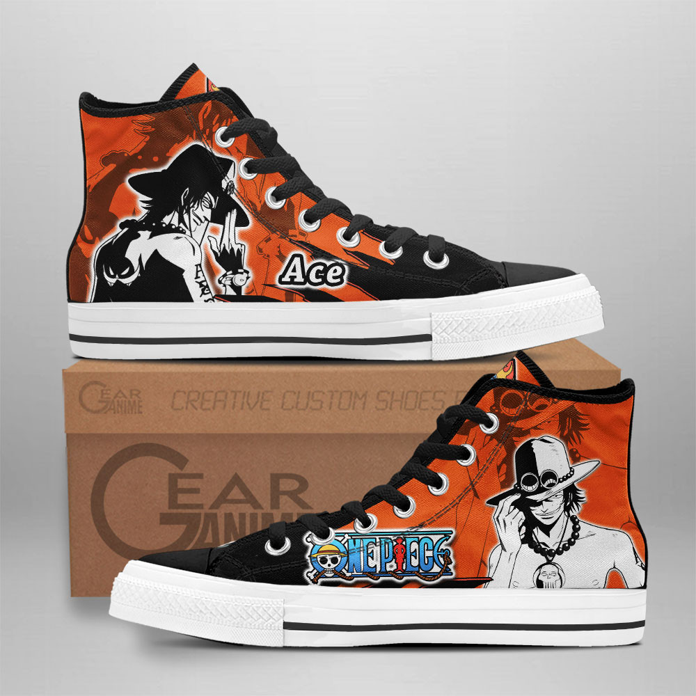 One Piece Converse - Portgas D. Ace High Top Shoes Mix Manga | Anime Converse AG0512