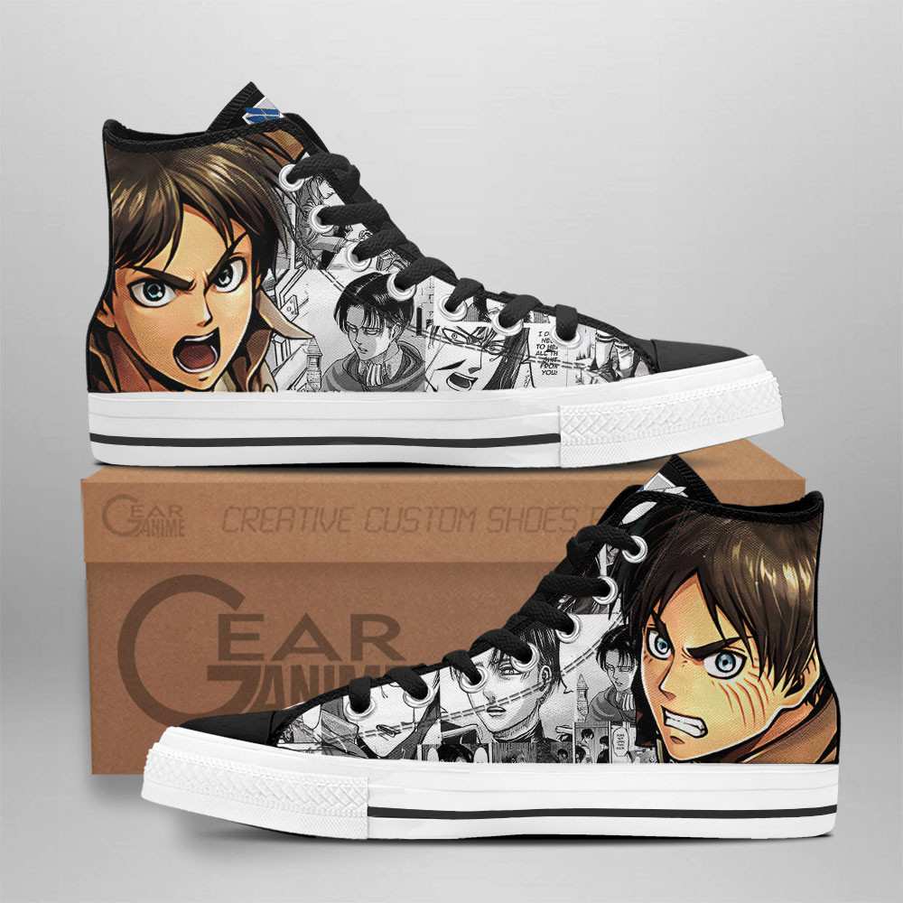 Attack On Titan Converse - Eren Yeager High Top Shoes Mix Manga | Anime Converse AG0512