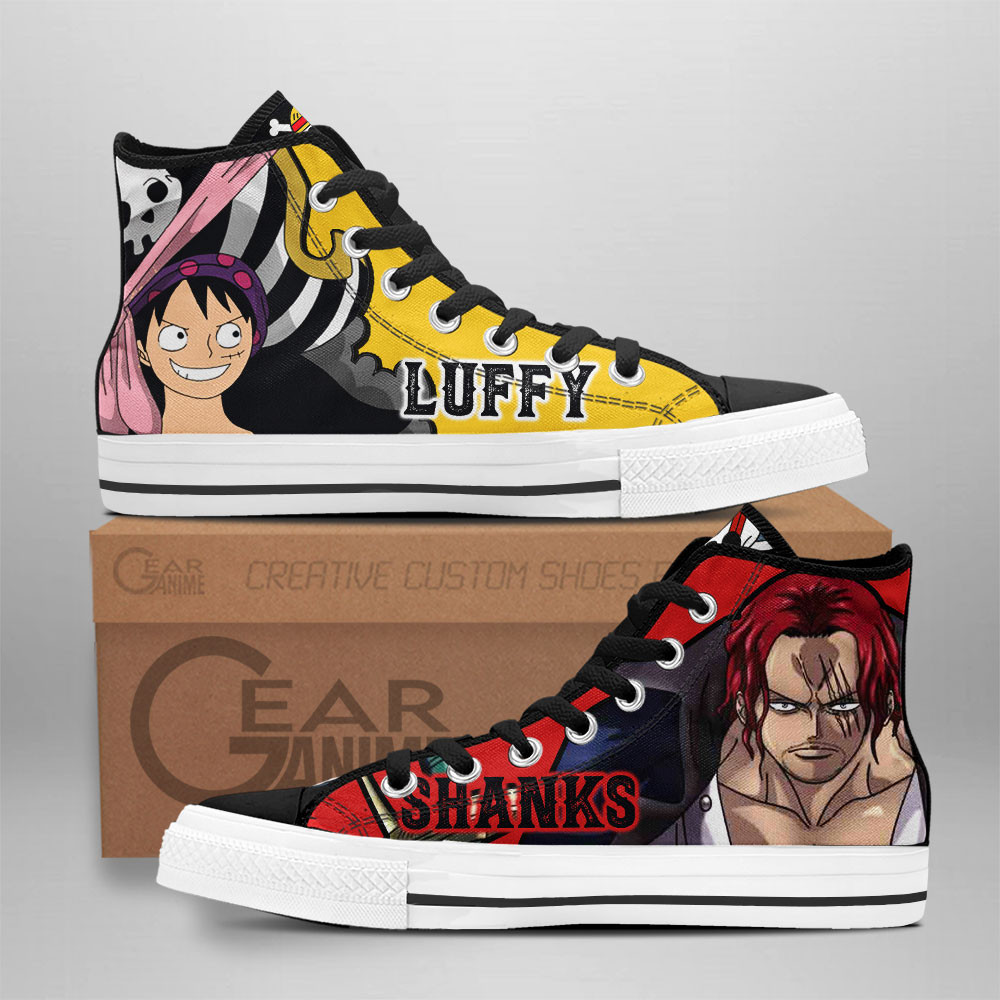 One Piece Converse - Shanks and Luffy High Top Shoes | Anime Converse AG0512